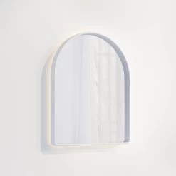 Arch Wall Mirror LED 600 X 750mm - Matte White (Solid Surface)