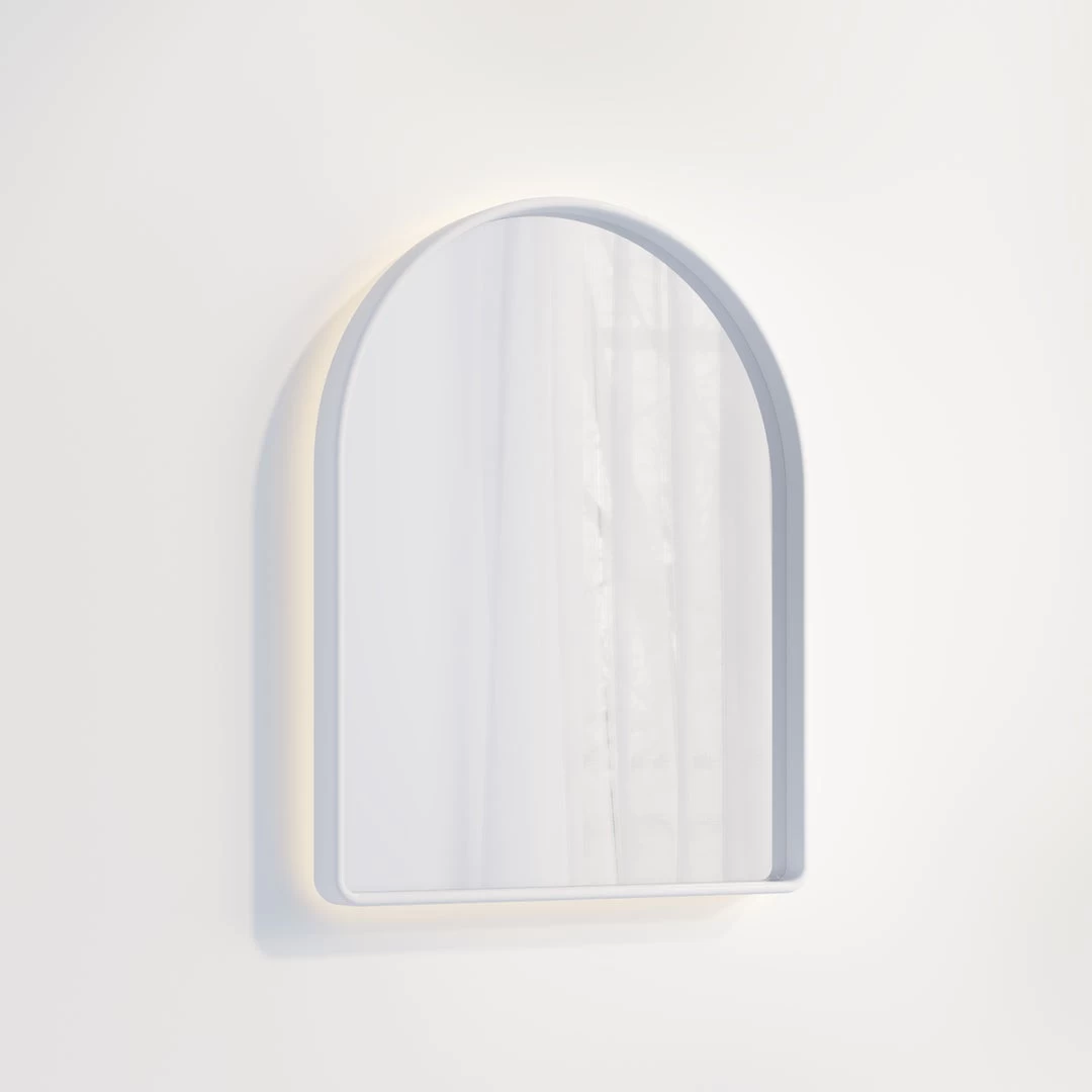 Arch Wall Mirror LED 600 X 750mm - Matte White (Solid Surface) 1 Arch Wall Mirror LED 600 X 750mm - Matte White (Solid Surface)