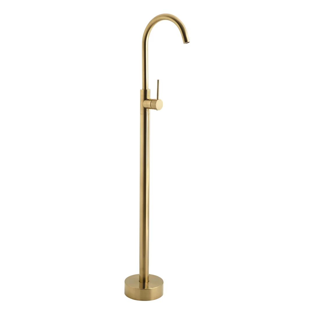 Elysian Floor Mounted Basin/Bath Filler With Mixer - Brushed Brass 1 Elysian Floor Mounted Basin/Bath Filler With Mixer - Brushed Brass