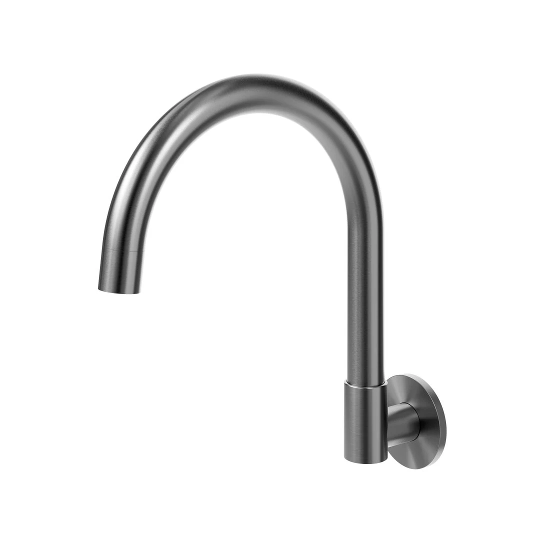 Gooseneck Wall-Mounted Swivel Spout - Brushed Gunmetal 1 Gooseneck Wall-Mounted Swivel Spout - Brushed Gunmetal