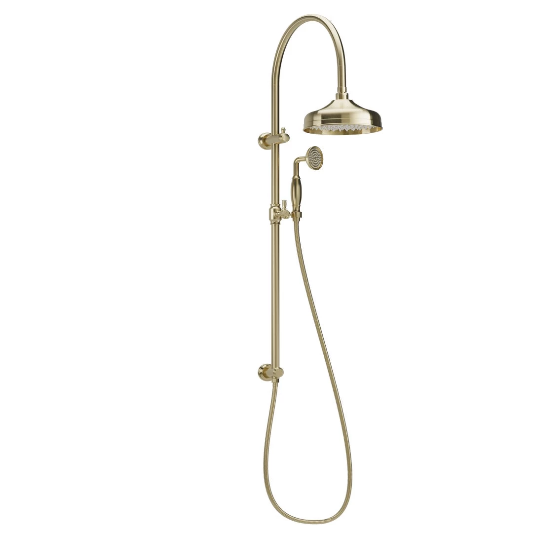Kingsley Shower Rail Set - Brushed Brass 1 Kingsley Shower Rail Set - Brushed Brass