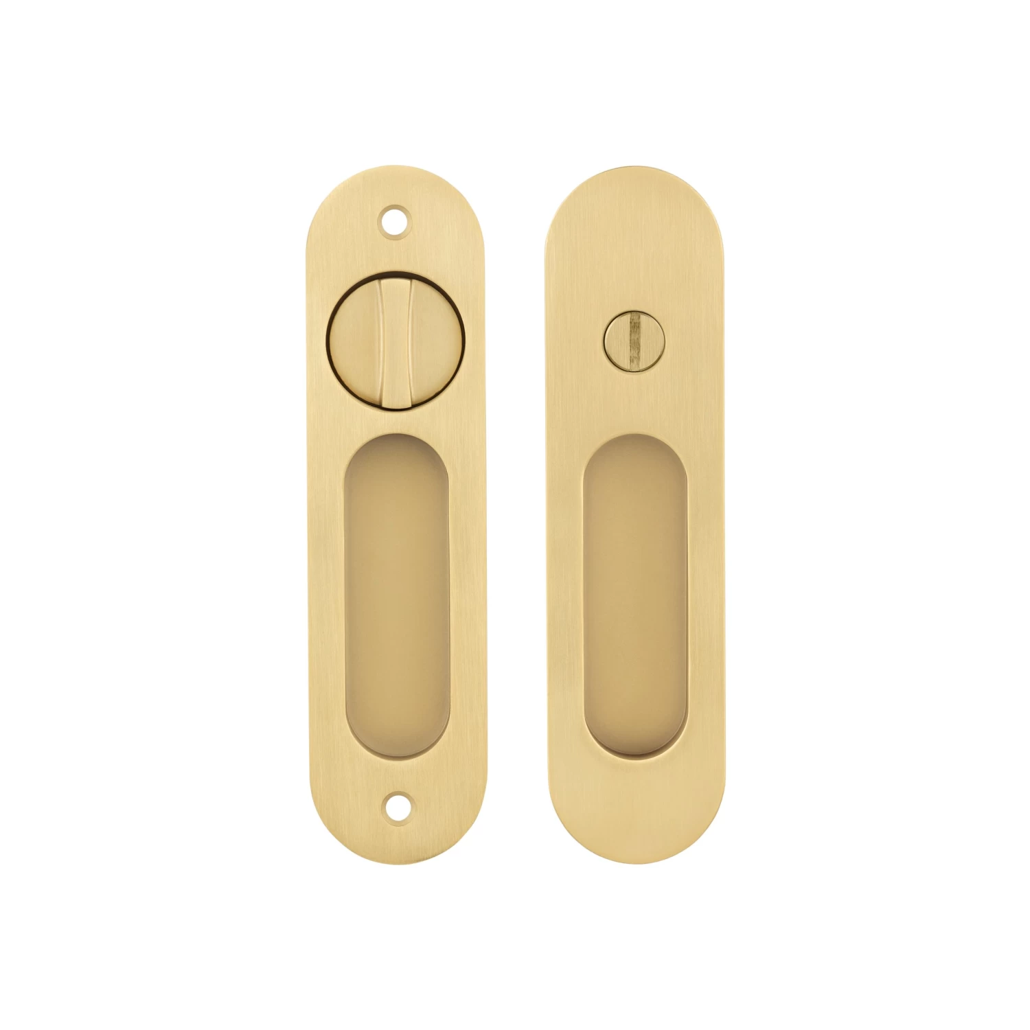 Leroy Sliding Door Privacy Set - Brushed Brass 1 Leroy Sliding Door Privacy Set - Brushed Brass