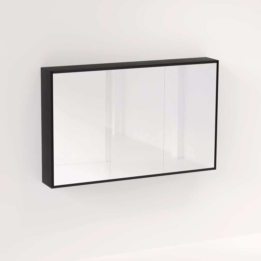 Myra 3 Door Mirror Cabinet 1278mm - Black Oak 1 Myra 3 Door Mirror Cabinet 1278mm - Black Oak
