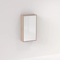 Myra 1 Door Mirror Cabinet 450mm - White Ash Oak