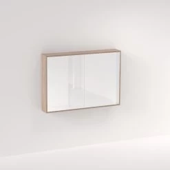 Myra 2 Door Mirror Cabinet 1164mm - White Ash Oak