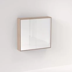 Myra 2 Door Mirror Cabinet 864mm - White Ash Oak
