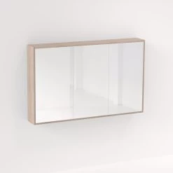 Myra 3 Door Mirror Cabinet 1278mm - White Ash Oak