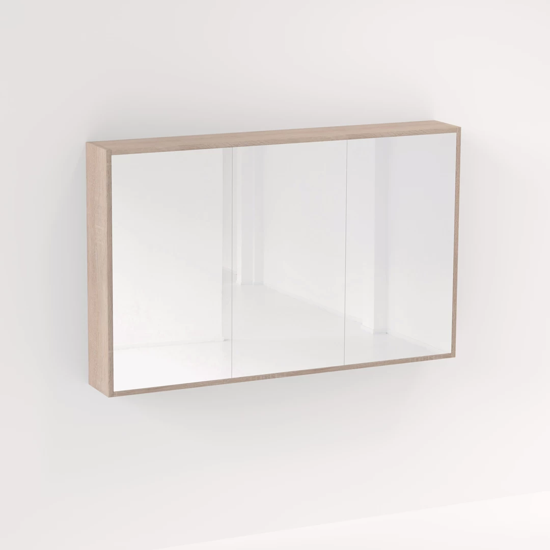 Myra 3 Door Mirror Cabinet 1278mm - White Ash Oak 1 Myra 3 Door Mirror Cabinet 1278mm - White Ash Oak