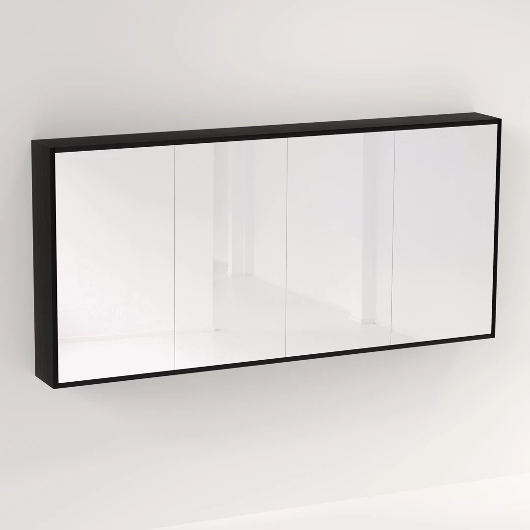 Myra 4 Door Mirror Cabinet 1692mm - Black Oak 1 Myra 4 Door Mirror Cabinet 1692mm - Black Oak
