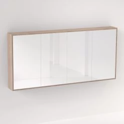 Myra 4 Door Mirror Cabinet 1692mm - White Ash Oak