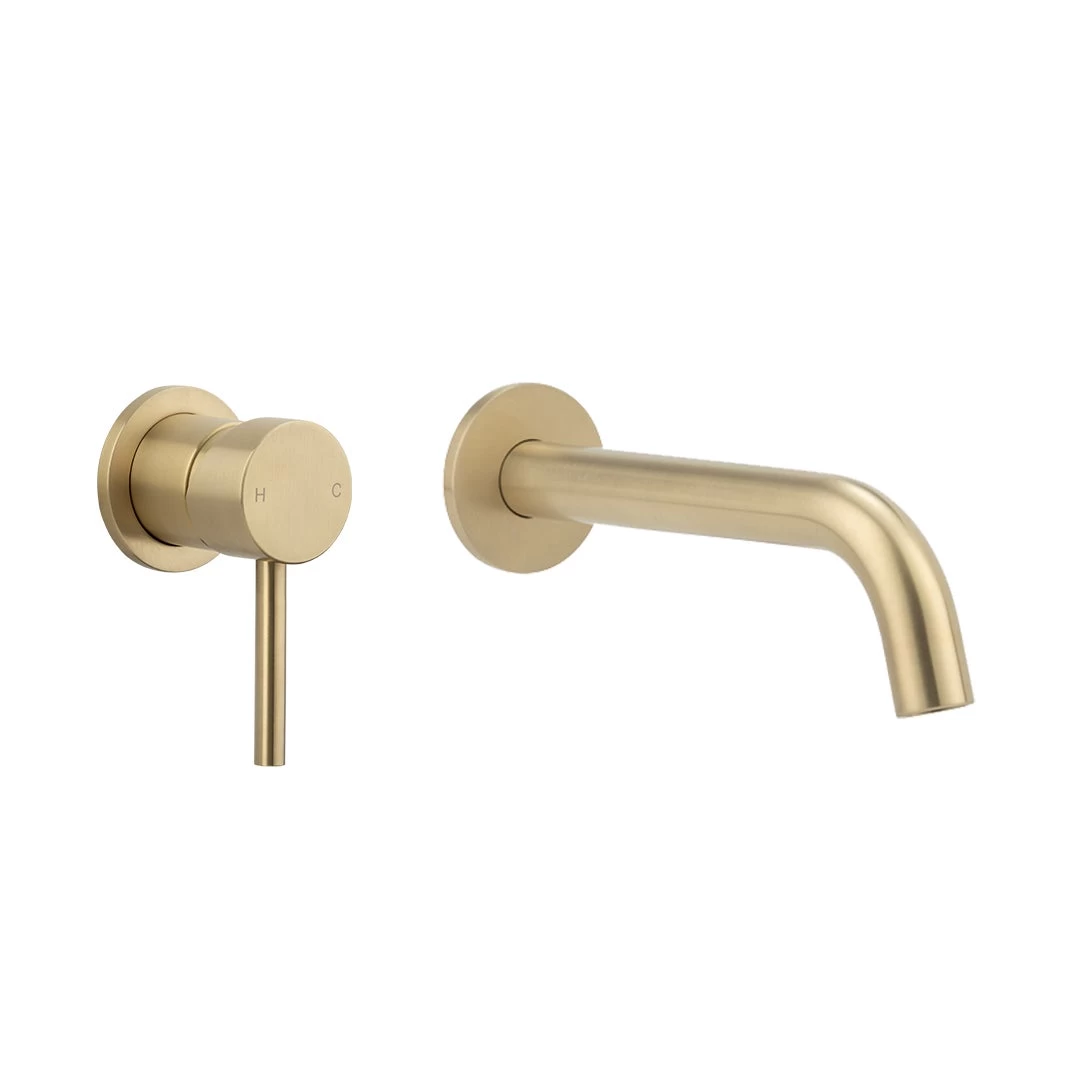 Sola Minimal Mixer & Spout Set - Brushed Brass 1 Sola Minimal Mixer & Spout Set - Brushed Brass