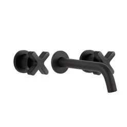 Cross Assembly Taps & Spout Set - Matte Black