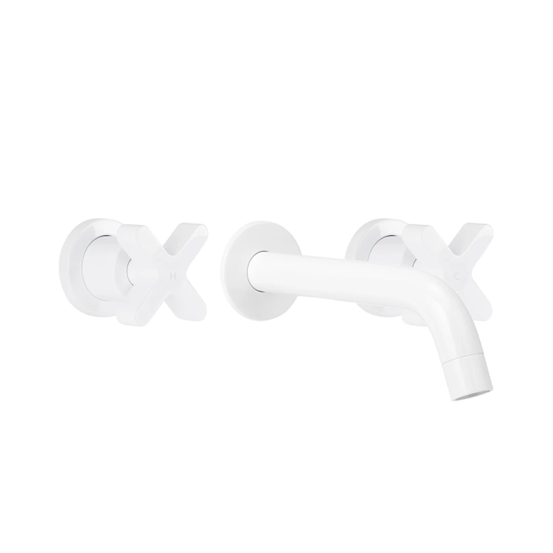 Cross Assembly Taps & Spout Set - White 1 Cross Assembly Taps & Spout Set - White