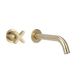 Cross Progressive Mixer & Spout Set - Brushed Brass