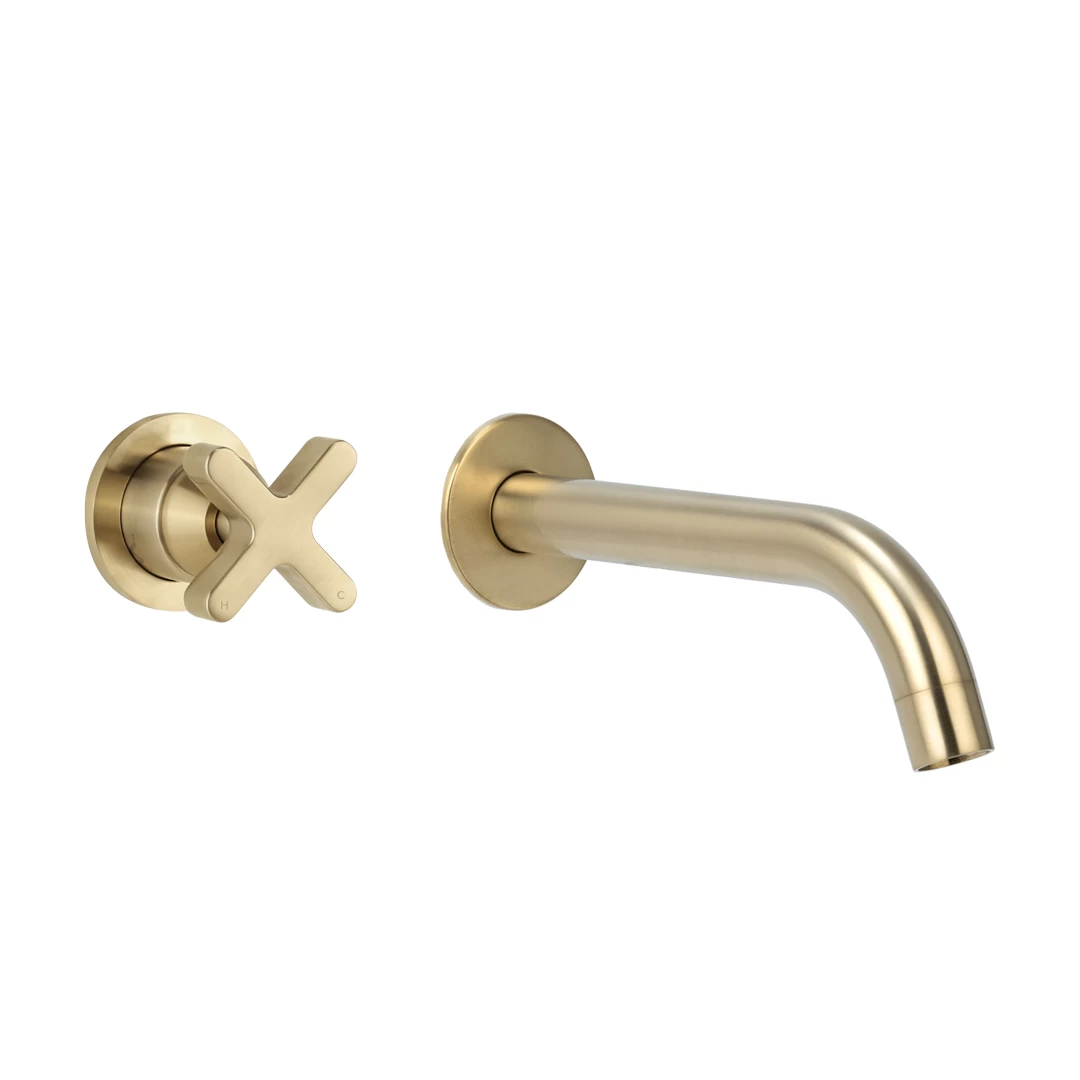 Cross Progressive Mixer & Spout Set - Brushed Brass 1 Cross Progressive Mixer & Spout Set - Brushed Brass