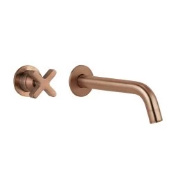 Cross Progressive Mixer & Spout Set - Brushed Copper