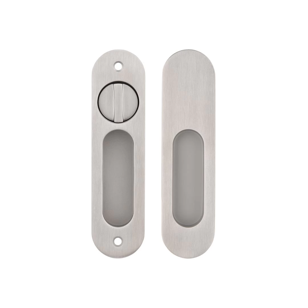 Leroy Sliding Double Door Privacy Set - Stainless Steel 1 Leroy Sliding Double Door Privacy Set - Stainless Steel